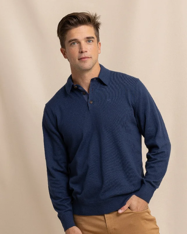 Woodville Jade Sweater Polo- Dress Blue