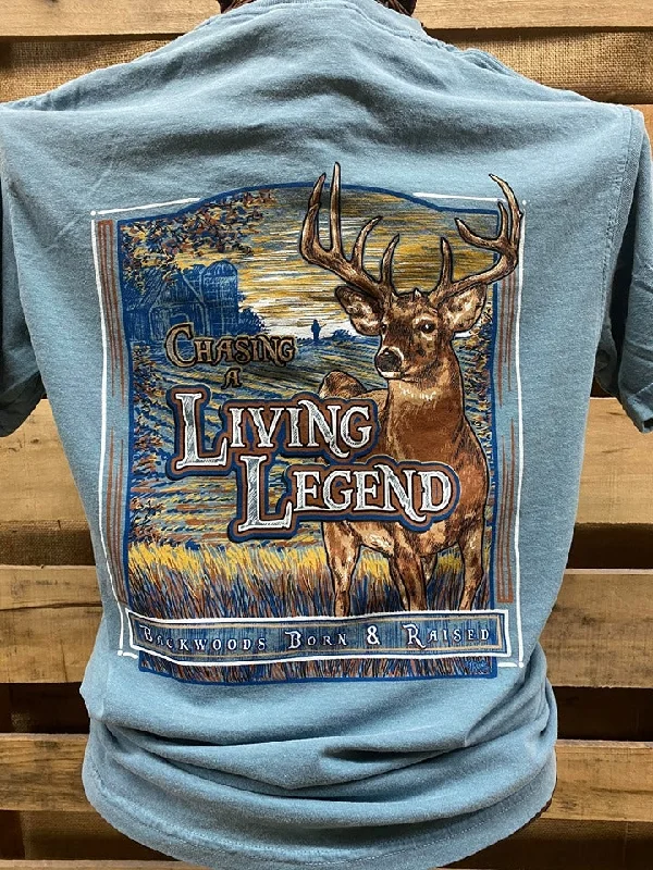 modern men’s short sleeve shirts with graphics -Backwoods Born & Raised Chasing a Living Legend Deer Hunting Comfort Colors Unisex T Shirt