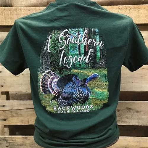 versatile summer short sleeve polo shirts for men -Backwoods Born & Raised Southern Legend Turkey Unisex Bright T Shirt