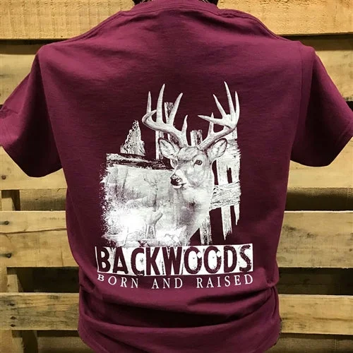 stylish short sleeve shirts for beach trips -Backwoods Deer Scene Hunt Buck Unisex T Shirt