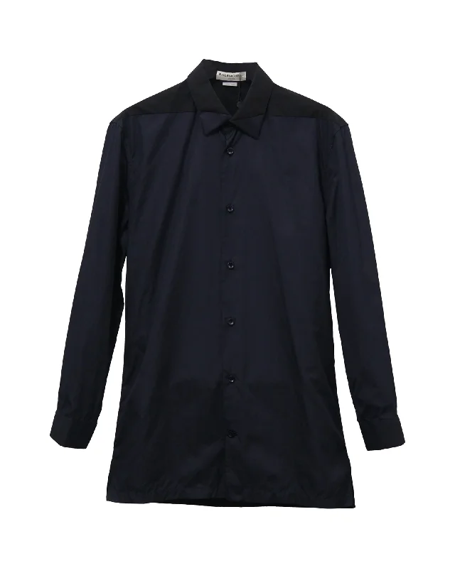 Men's geometric shirts-Balenciaga Shirt in Navy Blue Cotton