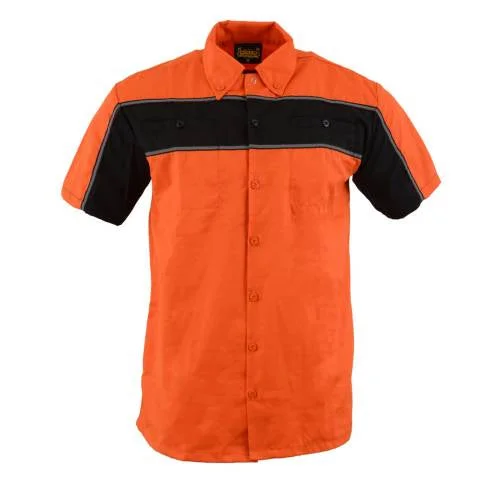 Men's survivalist shirts-Milwaukee Leather MDM11670.144 Men's Black w/ Orange Button Up Heavy-Duty Work Shirt for | Classic Mechanic Work Shirt