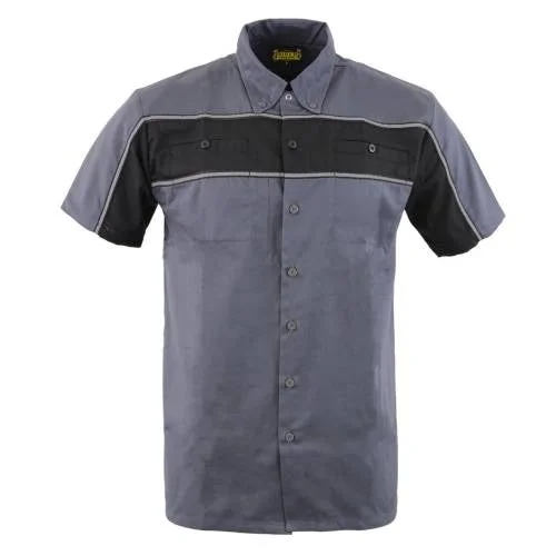 Men's woodworking shirts-Milwaukee Leather MDM11671.149 Men's Grey and Black Button Up Heavy-Duty Work Shirt for | Classic Mechanic Work Shirt