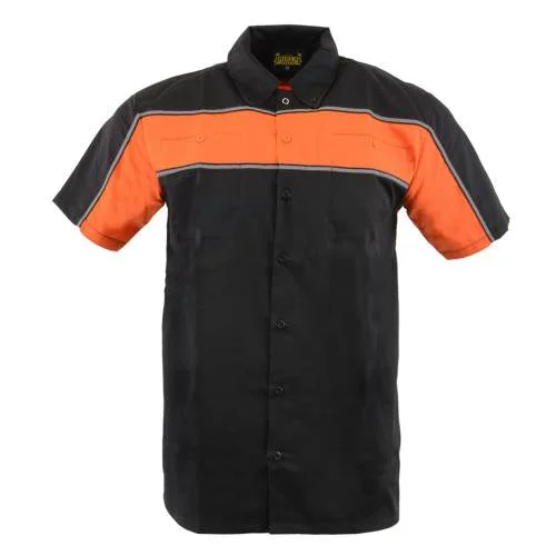 Men's iconic shirts-Milwaukee Leather MDM11673 Men's Black and Orange Button Up Heavy-Duty Work Shirt | Classic Mechanic Work Shirt