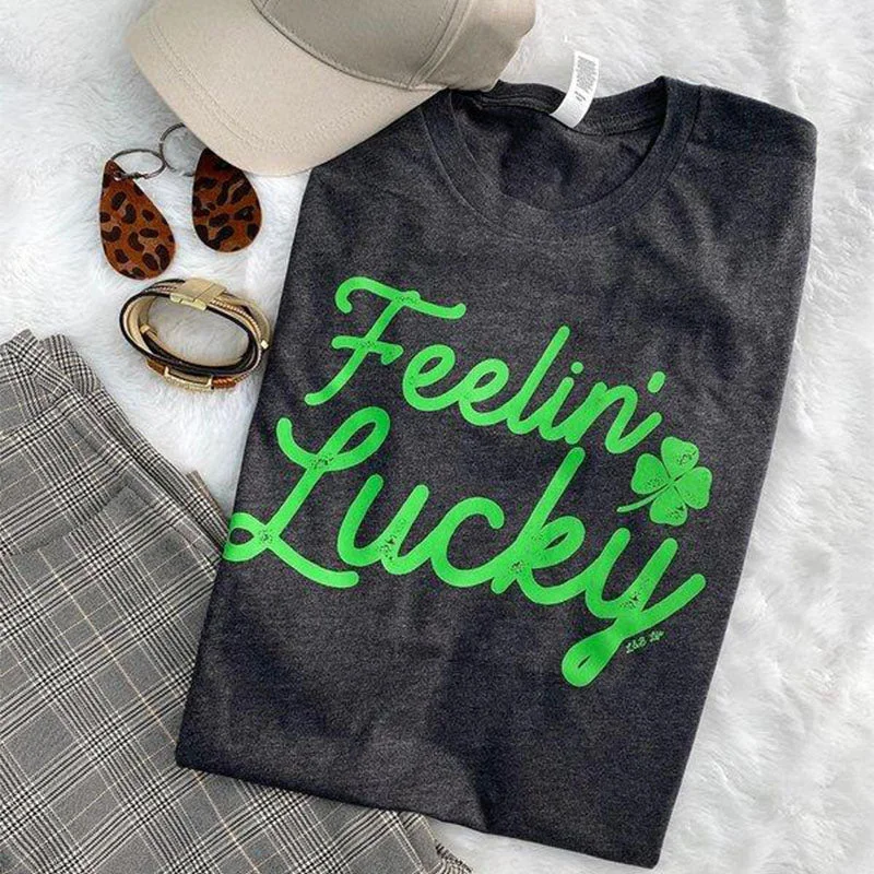 trendy short sleeve t-shirts for men’s casual wear -Bjaxx Lucky & Blessed Feelin Lucky Irish Front Print Unisex T-Shirt