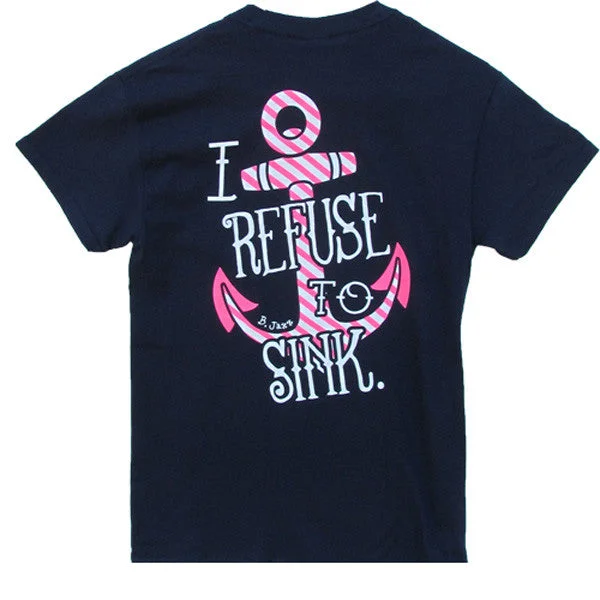 men’s premium short sleeve shirts for summer -Bjaxx Refuse to Sink Anchor Navy Christian Girlie Bright T Shirt