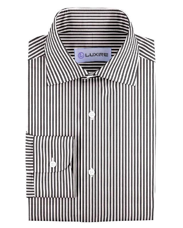 Men's lightweight-knit shirts-Black White Candy Stripes