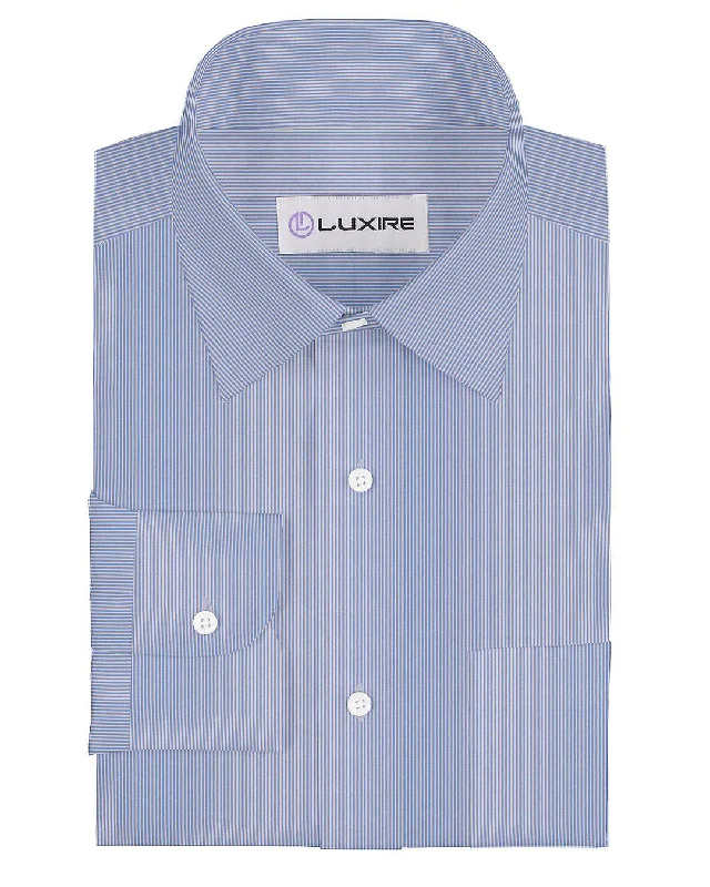 Men's tribute shirts-Sky Blue Dress Stripes Seersucker