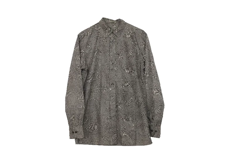 Men's plush shirts-Bottega Veneta Dotted Print Button Down Shirt in Grey Cotton