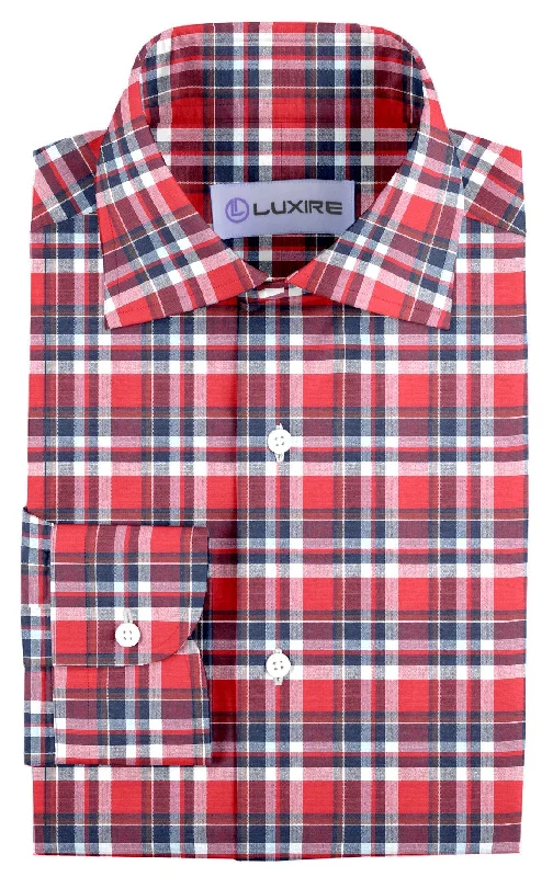 Men's mountain shirts-Bright Red Blue Madras Checks