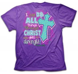 men’s tropical print short sleeve polo shirts -Cherished Girl I Can Do All Things Chevron Cross Girlie Christian Bright Short Sleeve T Shirt