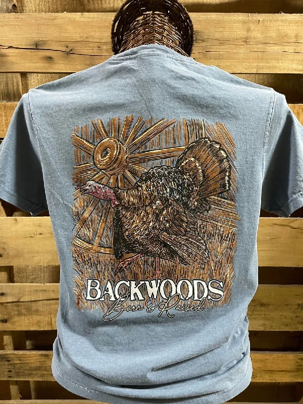 trendy short sleeve shirts for men with bold designs -Backwoods Born & Raised Turkey Country Comfort Colors Bright Unisex T Shirt