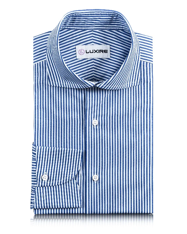 Men's ribbed shirts-Cornflower Blue White Candy Stripes