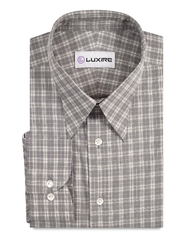 Men's off-duty shirts-Grey Off-White Tattersall Checks