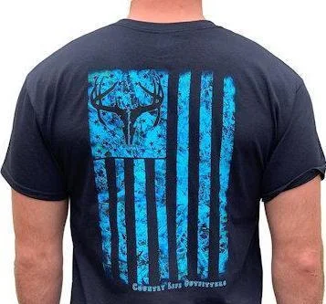 trendy and stylish short sleeve shirts for men -Country Life Outfitters Vintage USA Deer Blue Camo Flag Unisex T-Shirt