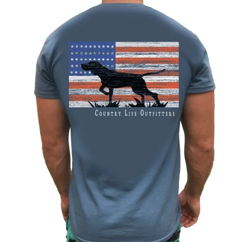 cool short sleeve shirts for outdoor activities -Country Life Outfitters Vintage USA Flag Dog Unisex T-Shirt