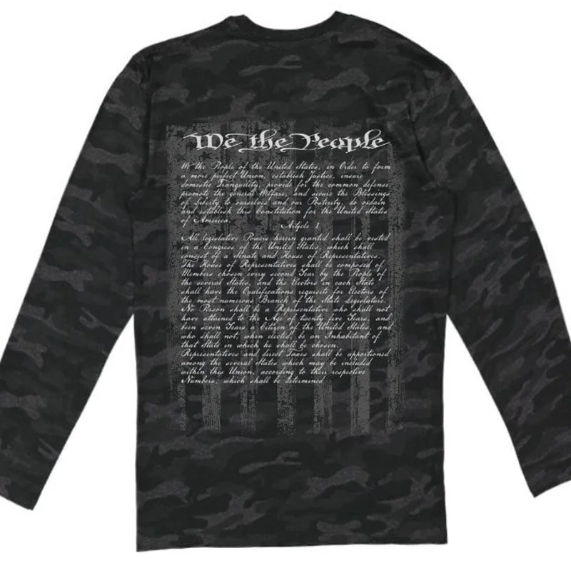 comfortable short sleeve t-shirts for all-day wear -Country Life Outfitters We the People USA Storm Camo Unisex Long Sleeve T-Shirt