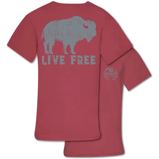 comfortable and relaxed fit short sleeve shirts -Couture Priority Live Free Buffalo Comfort Colors Unisex T-Shirt