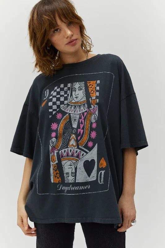 high-quality short sleeve shirts for hot summer days -Daydreamer Queen Card OS Tee