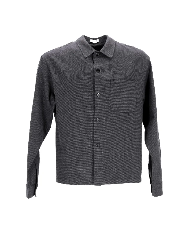 Men's legendary shirts-Dior Button Down Shirt in Dark Grey Laine