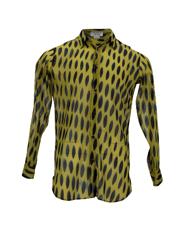 Men's gardener shirts-Dries Van Noten Printed Shirt in Yellow Print Cotton