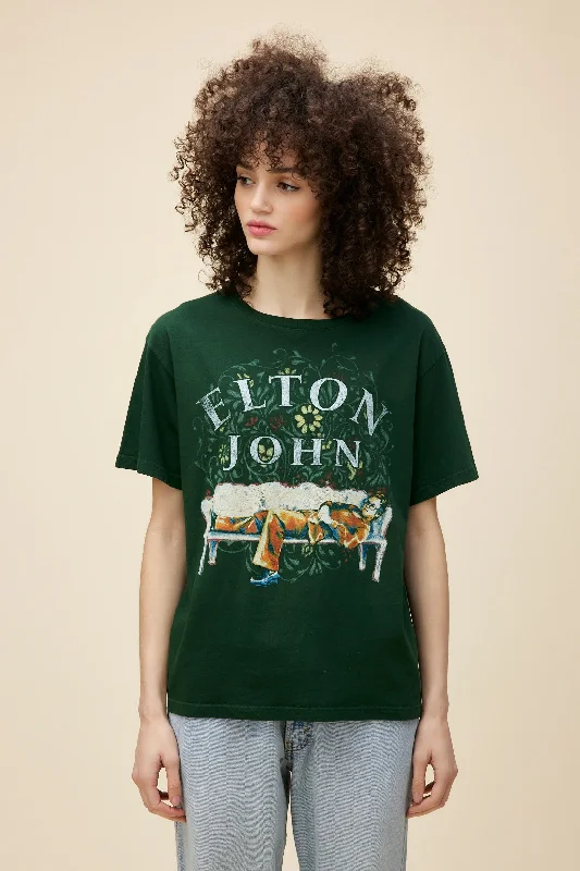 men’s stylish short sleeve t-shirts with cool prints -Elton John Floral Boyfriend Tee