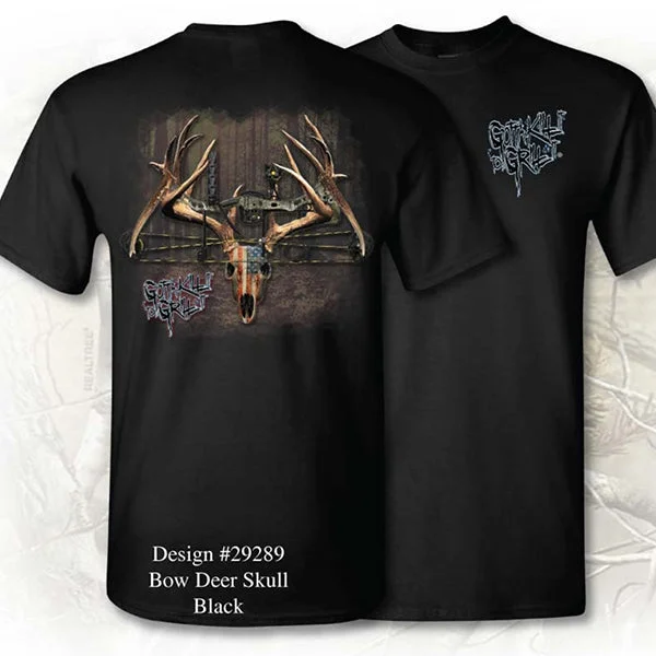 lightweight and breathable short sleeve polo shirts -Gotta Kill It To Grill It USA Bow Deer Skull Unisex T-Shirt