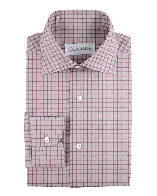 Men's suitcase-friendly shirts-Linen: Red Graph Checks