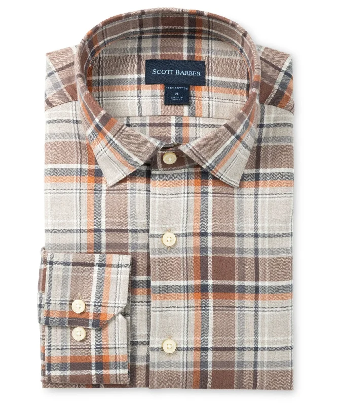 Men's ultra-soft shirts-Herringbone Country Plaid, Cocoa