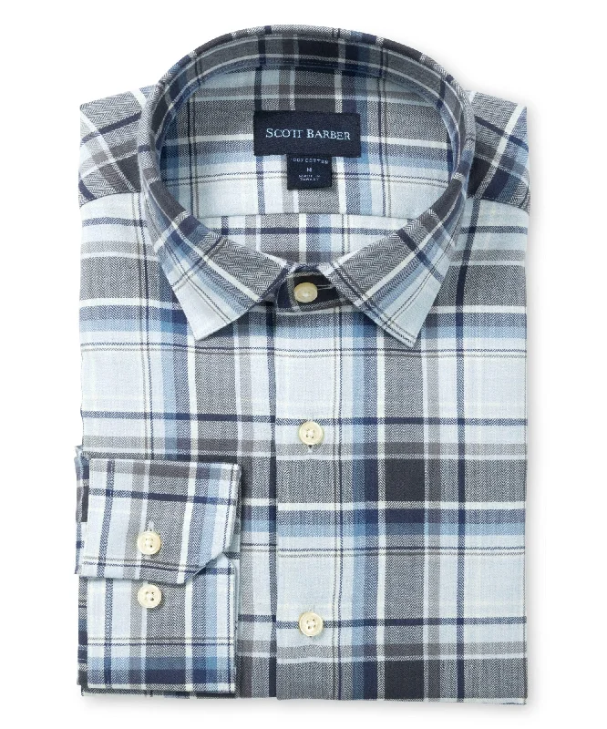 Men's all-day shirts-Herringbone Country Plaid, Sky