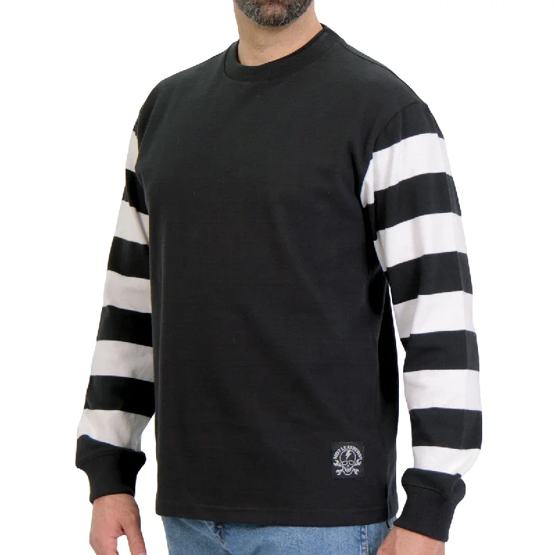 Men's pill-resistant shirts-Hot Leathers GMS6002 Men's Black and White Long Sleeve Striped Shirt