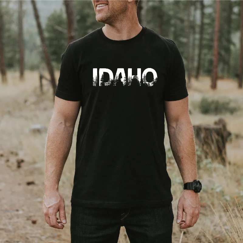 cool and casual short sleeve shirts for hot days -Idaho Trees Graphic Tee Bigfoot Tshirt *UNISEX FIT*