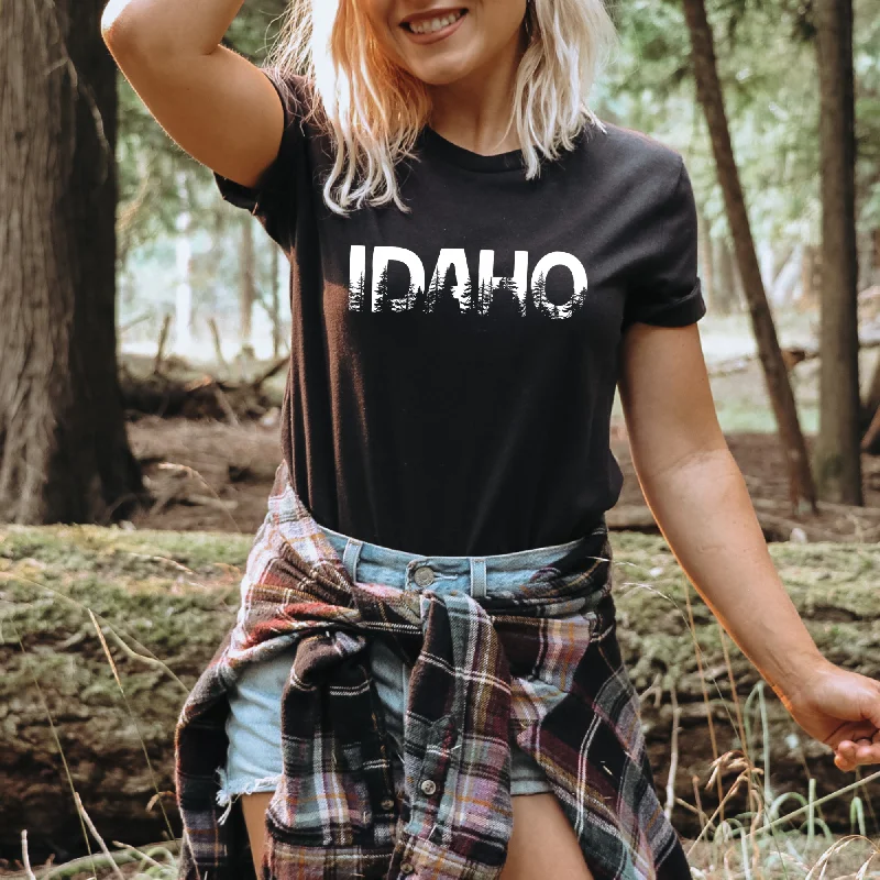 short sleeve t-shirts for hot summer days -Idaho Trees Graphic Tee Bigfoot Tshirt *UNISEX FIT*