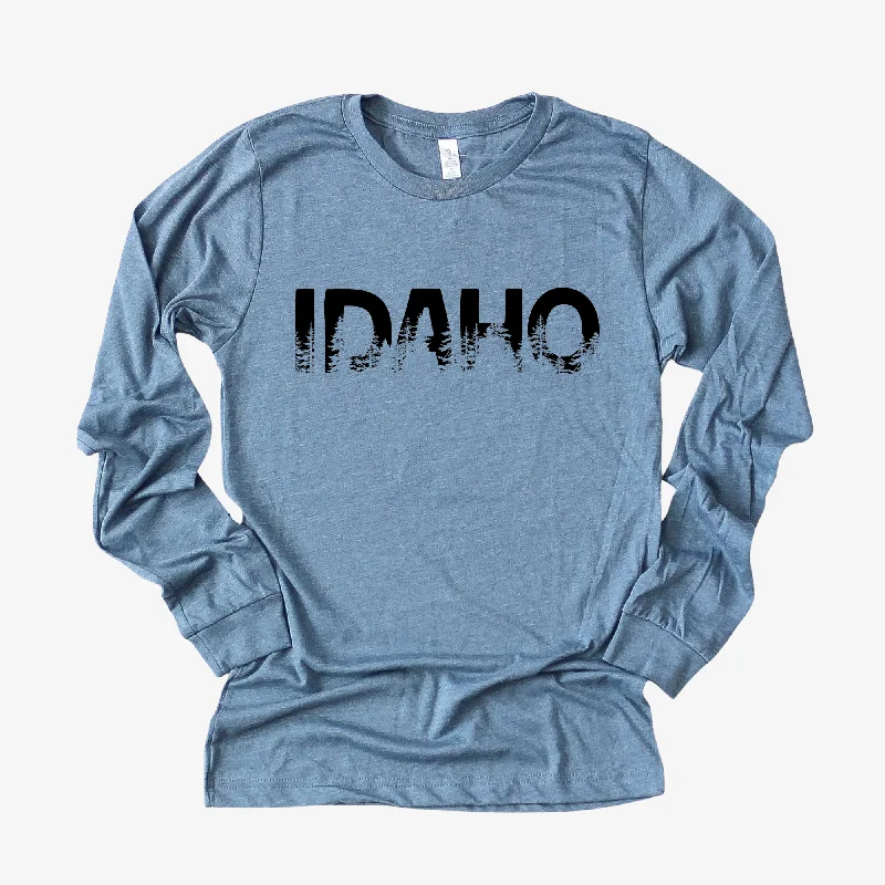 men’s stylish short sleeve t-shirts with cool prints -Idaho Trees Long Sleeve *UNISEX FIT*