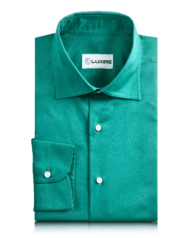 Men's scalloped-edge shirts-Irish Green Casual Shirt