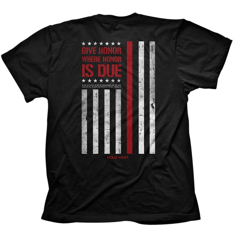 trendy short sleeve shirts for summer trips -Hold Fast Honor Firefighter Flag USA Unisex T-Shirt