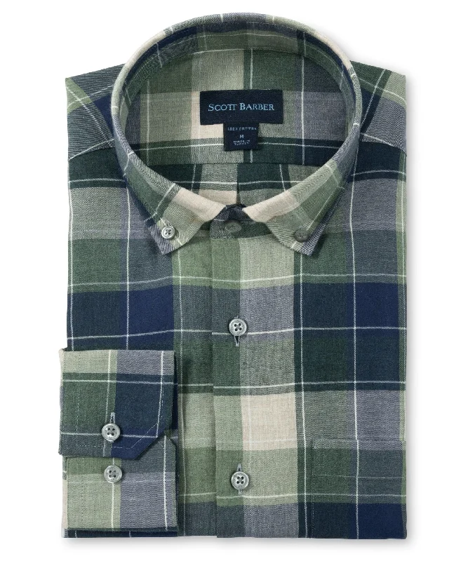 Men's sharp shirts-Lightweight Twill Plaid, Navy