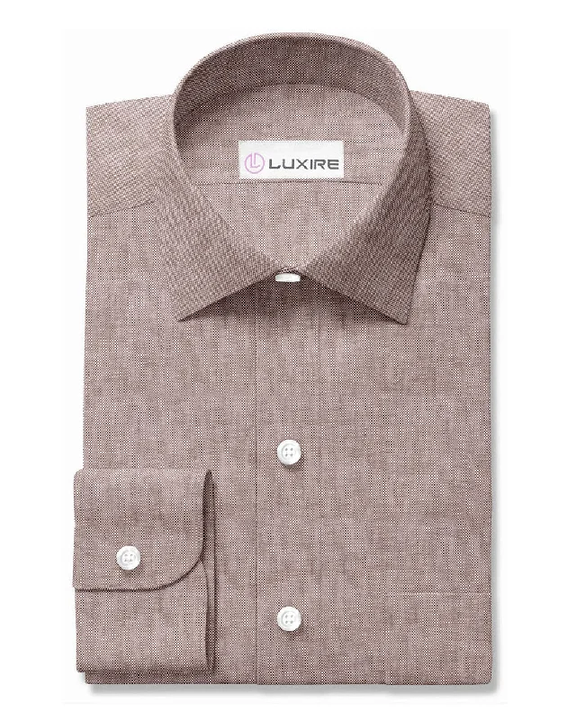 Men's quick-layer shirts-Linen:Brown White Light Canvas