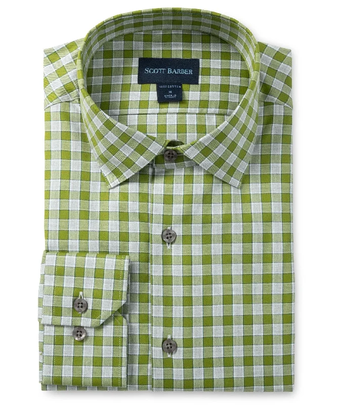 Men's camping-trip shirts-Melange Exploded Check, Grass