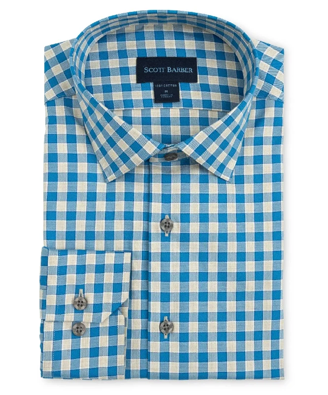 Men's rockabilly shirts-Melange Exploded Check, Teal