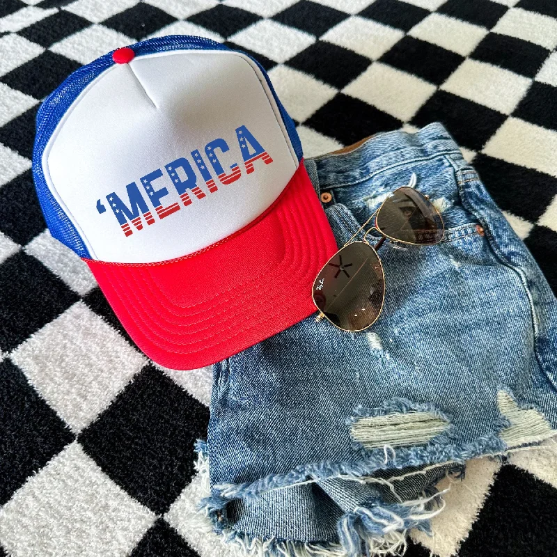 versatile short sleeve shirts for men’s casual wardrobe -'Merica 4th of July Trucker Hat