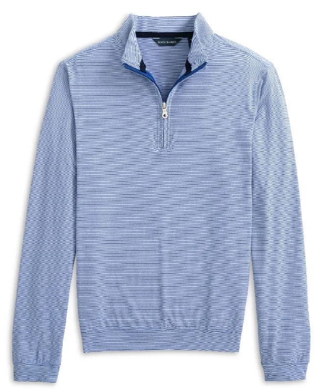 Men's poplin shirts-Micro Stripe Performance 1/4 Zip, Regal