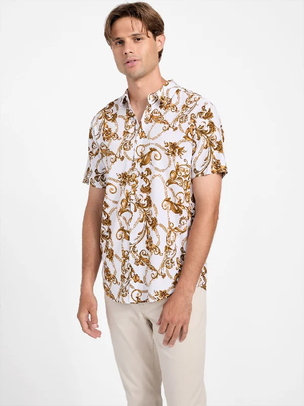 Men's shrink-resistant shirts-Monroe Printed Shirt