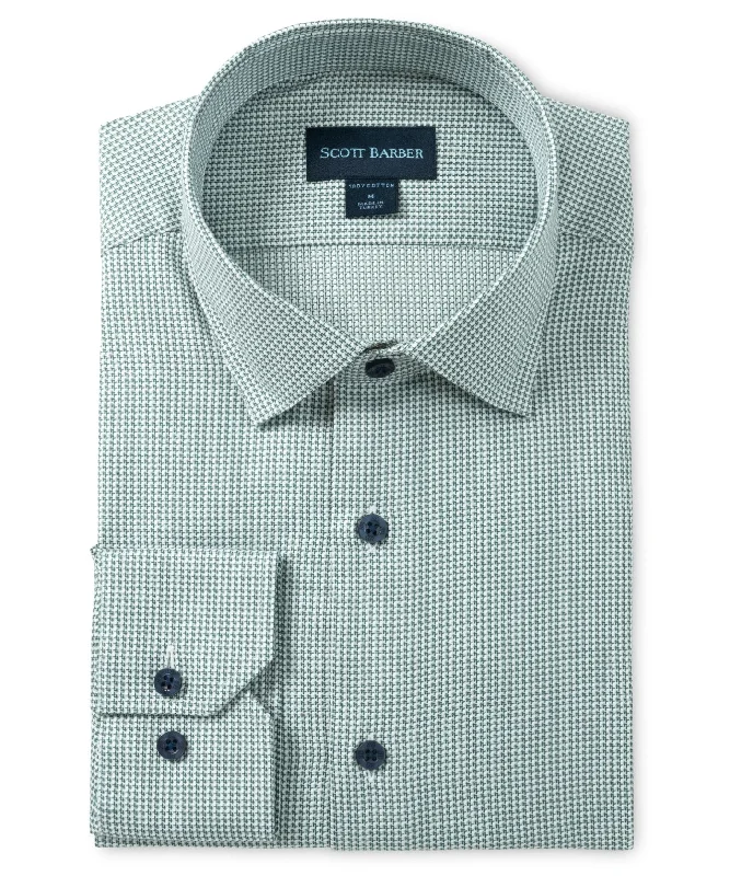 Men's runway shirts-Neat Dobby Check, Green