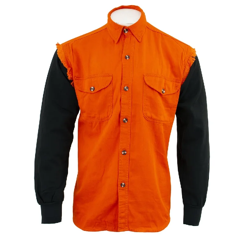 Men's navy-blue shirts-NexGen DM3333 Men's Orange with Black Long Sleeve Button Down Shirt