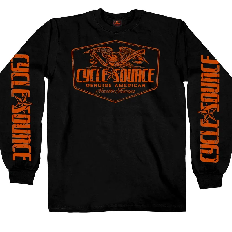 Men's all-weather shirts-Official Cycle Source Magazine CSM2010 Men’s Eagle Black Long Sleeve Black Shirt