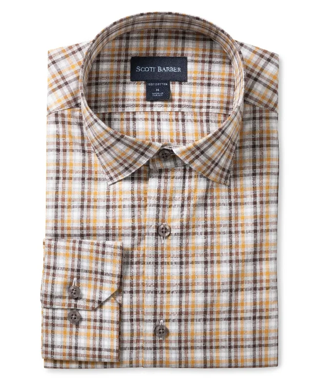 Men's stay-in shirts-Organic Cotton Ombré Tattersall, Auburn