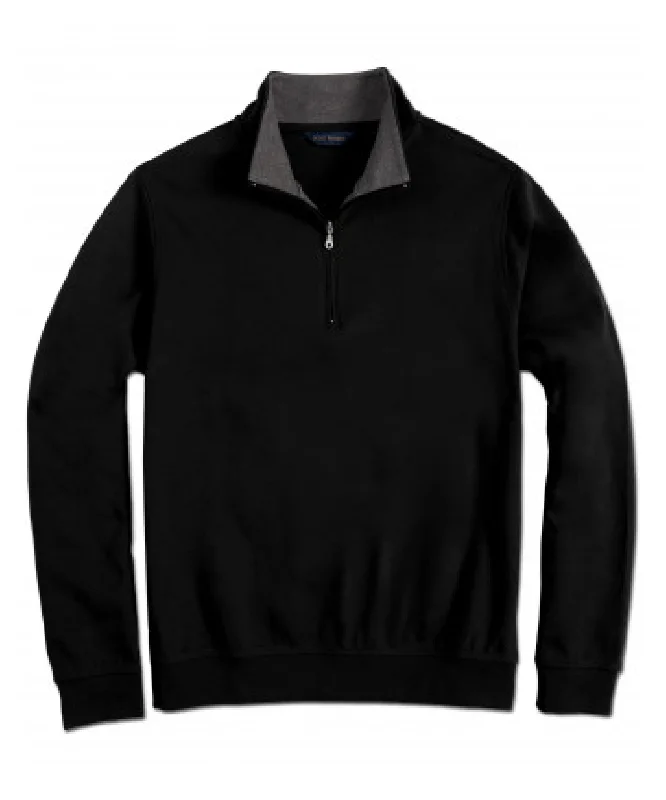 Men's cultural shirts-Pima Interlock Zip Mock, Black