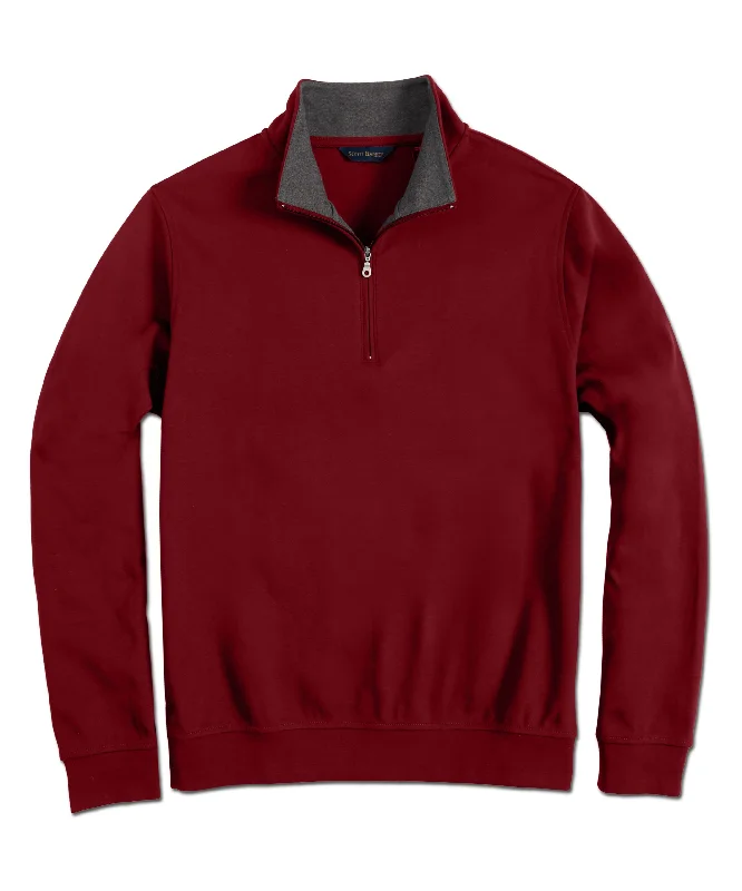 Men's expedition shirts-Pima Interlock Zip Mock, Burgundy