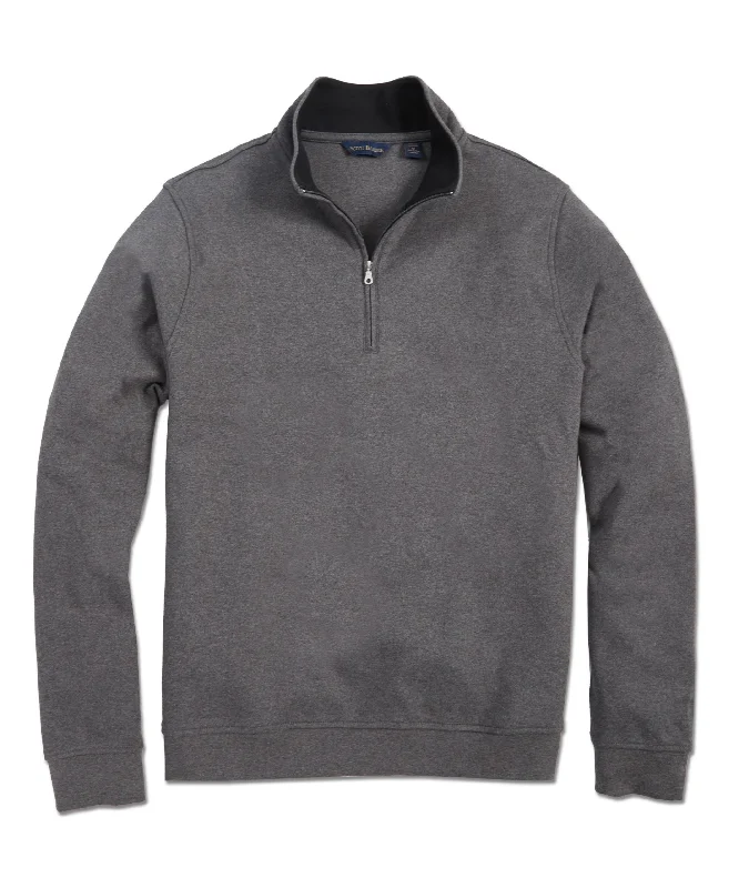 Men's breathable-knit shirts-Pima Interlock Zip Mock, Charcoal Heather